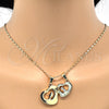 Oro Laminado Fancy Pendant, Gold Filled Style Heart and Love Design, with White Cubic Zirconia, Polished, Golden Finish, 05.179.0064