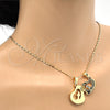 Oro Laminado Fancy Pendant, Gold Filled Style Heart and Love Design, with White Cubic Zirconia, Polished, Golden Finish, 05.179.0064