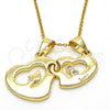 Oro Laminado Fancy Pendant, Gold Filled Style Heart and Love Design, with White Cubic Zirconia, Polished, Golden Finish, 05.179.0064