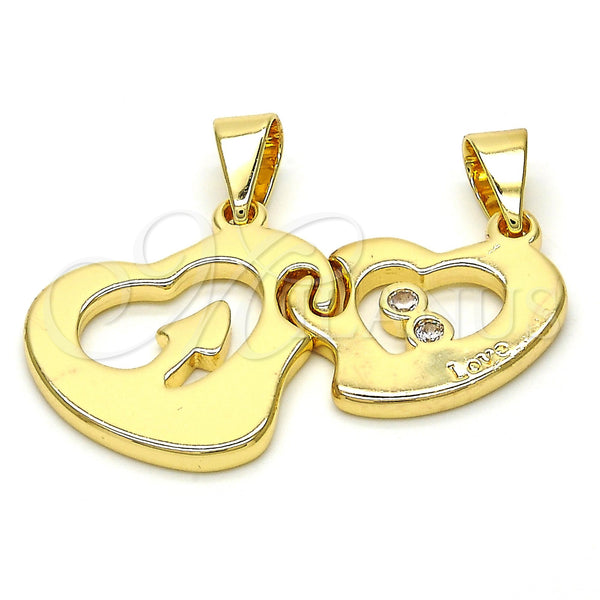 Gold Filled Pendant — Fancy Pendant Heart and Love Design with White — main product view — SKU 118129 | Oro Laminado dije — elegante Pendant corazón and Love diseño with blanco — SKU 118129