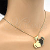 Oro Laminado Fancy Pendant, Gold Filled Style Heart Design, with White Cubic Zirconia, Polished, Golden Finish, 05.179.0065