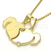 Oro Laminado Fancy Pendant, Gold Filled Style Heart Design, with White Cubic Zirconia, Polished, Golden Finish, 05.179.0065