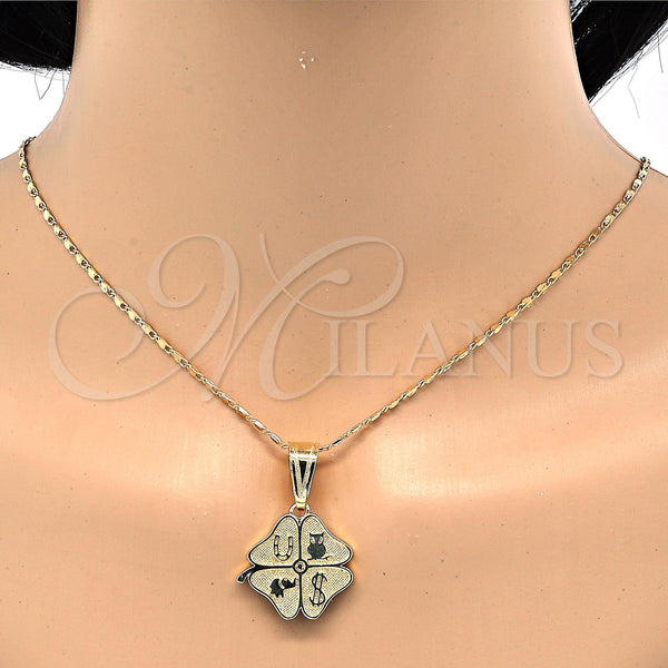 Oro Laminado Fancy Pendant, Gold Filled Style Elephant and Owl Design, Polished, Golden Finish, 05.120.0070