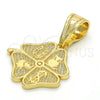 Oro Laminado Fancy Pendant, Gold Filled Style Elephant and Owl Design, Polished, Golden Finish, 05.120.0070