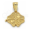 Oro Laminado Fancy Pendant, Gold Filled Style Elephant and Owl Design, Polished, Golden Finish, 05.120.0070
