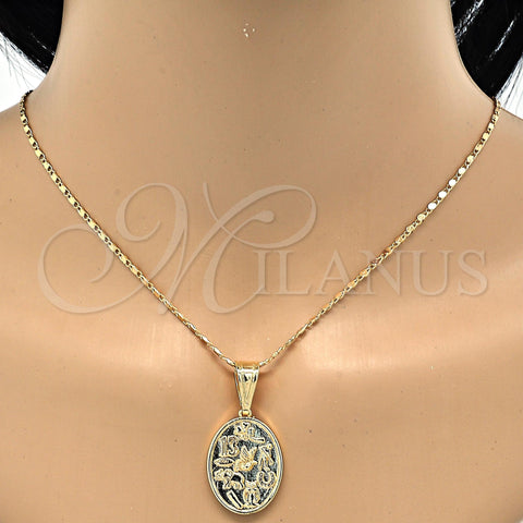 Oro Laminado Fancy Pendant, Gold Filled Style Owl and Elephant Design, Polished, Golden Finish, 05.120.0072