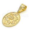 Oro Laminado Fancy Pendant, Gold Filled Style Owl and Elephant Design, Polished, Golden Finish, 05.120.0072