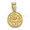 Oro Laminado Fancy Pendant, Gold Filled Style Owl and Elephant Design, Polished, Golden Finish, 05.120.0072