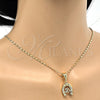 Oro Laminado Fancy Pendant, Gold Filled Style Heart Design, with White Cubic Zirconia, Polished, Golden Finish, 05.120.0078
