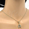 Oro Laminado Fancy Pendant, Gold Filled Style Heart Design, with White Cubic Zirconia, Polished, Golden Finish, 05.120.0078