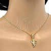 Oro Laminado Religious Pendant, Gold Filled Style Angel and Heart Design, Polished, Golden Finish, 05.120.0079