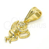 Oro Laminado Religious Pendant, Gold Filled Style Angel and Heart Design, Polished, Golden Finish, 05.120.0079