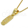 Oro Laminado Fancy Pendant, Gold Filled Style Elephant and Owl Design, Polished, Golden Finish, 05.120.0081