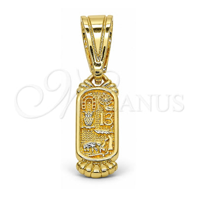 Oro Laminado Fancy Pendant, Gold Filled Style Elephant and Owl Design, Polished, Golden Finish, 05.120.0081