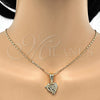 Oro Laminado Fancy Pendant, Gold Filled Style Heart and Dolphin Design, with Garnet and White Cubic Zirconia, Polished, Golden Finish, 05.120.0087