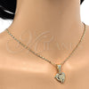 Oro Laminado Fancy Pendant, Gold Filled Style Heart and Dolphin Design, with Garnet and White Cubic Zirconia, Polished, Golden Finish, 05.120.0087