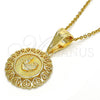Oro Laminado Religious Pendant, Gold Filled Style Heart Design, Polished, Golden Finish, 05.120.0088