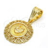 Oro Laminado Religious Pendant, Gold Filled Style Heart Design, Polished, Golden Finish, 05.120.0088