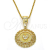 Oro Laminado Religious Pendant, Gold Filled Style Heart Design, Polished, Golden Finish, 05.120.0088