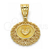 Oro Laminado Religious Pendant, Gold Filled Style Heart Design, Polished, Golden Finish, 05.120.0088
