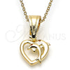 Oro Laminado Fancy Pendant, Gold Filled Style Heart and Dolphin Design, with Garnet Cubic Zirconia, Polished, Golden Finish, 05.120.0093