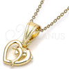 Oro Laminado Fancy Pendant, Gold Filled Style Heart and Dolphin Design, with Garnet Cubic Zirconia, Polished, Golden Finish, 05.120.0093