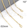 Oro Laminado Basic Necklace, Gold Filled Style Mariner Design, Polished, Golden Finish, 04.213.0079.18 (02 MM Thickness, 18 Inches Length)