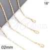 Oro Laminado Basic Necklace, Gold Filled Style Mariner Design, Polished, Golden Finish, 04.213.0080.18 (02 MM Thickness, 18 Inches Length)