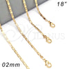 Oro Laminado Basic Necklace, Gold Filled Style Polished, Golden Finish, 04.213.0081.18 (02 MM Thickness, 48 Inches Length)