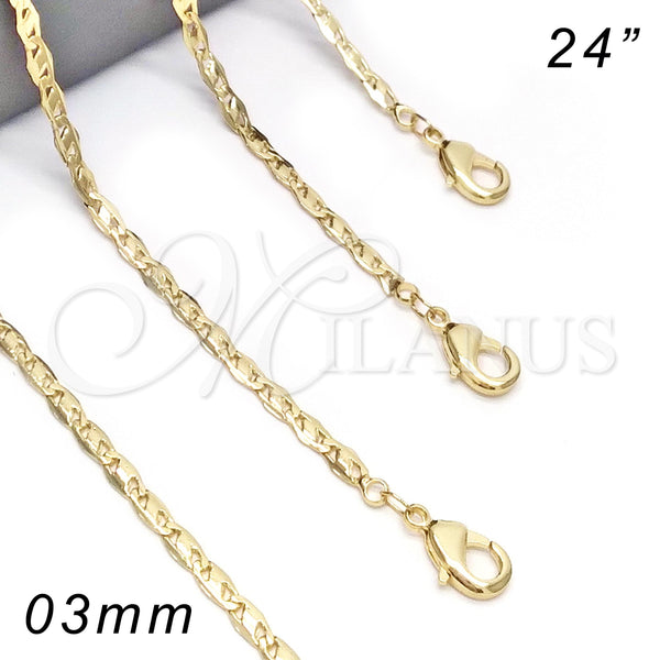 Gold Filled Necklace — Basic Necklace Polished 04. 03 MM Thickness 24 — main product view — SKU 118164 | Oro Laminado collar — básico Necklace pulido 04. 03 MM Thickness 24 — SKU 118164