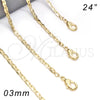 Oro Laminado Basic Necklace, Gold Filled Style Polished, Golden Finish, 04.213.0083.24 (03 MM Thickness, 24 Inches Length)