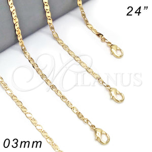 Gold Filled Necklace — Basic Necklace Polished 04. 02 MM Thickness 24 — main product view — SKU 118165 | Oro Laminado collar — básico Necklace pulido 04. 02 MM Thickness 24 — SKU 118165