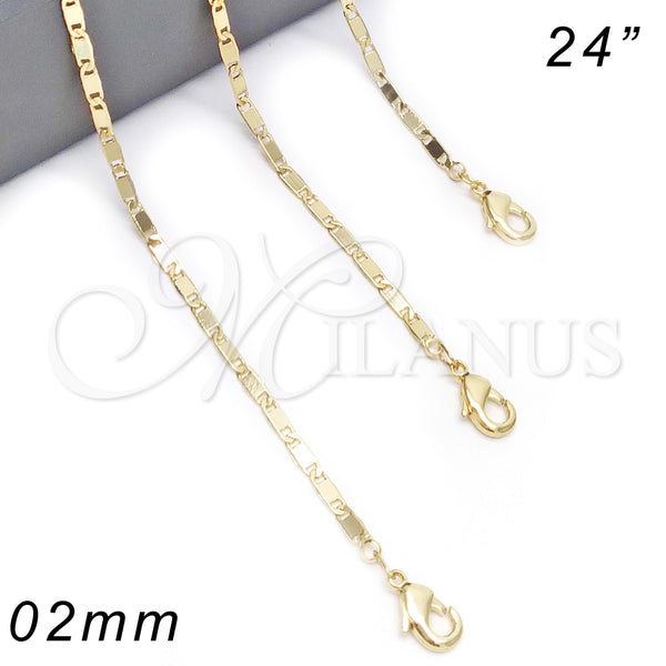 Gold Filled Necklace — Basic Necklace Polished 04. 02 MM Thickness 24 — main product view — SKU 118166 | Oro Laminado collar — básico Necklace pulido 04. 02 MM Thickness 24 — SKU 118166