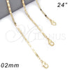 Oro Laminado Basic Necklace, Gold Filled Style Polished, Golden Finish, 04.213.0085.24 (02 MM Thickness, 24 Inches Length)
