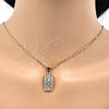 Oro Laminado Earring and Pendant Adult Set, Gold Filled Style with White Cubic Zirconia and White Micro Pave, Polished, Golden Finish, 10.314.0002