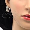 Oro Laminado Earring and Pendant Adult Set, Gold Filled Style with White Cubic Zirconia and White Micro Pave, Polished, Golden Finish, 10.314.0002