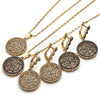 Oro Laminado Earring and Pendant Adult Set, Gold Filled Style with White Crystal and White Micro Pave, Polished, Golden Finish, 10.314.0004