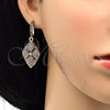Oro Laminado Earring and Pendant Adult Set, Gold Filled Style with White Crystal, Polished, Golden Finish, 10.314.0005.1