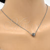 Rhodium Gold Filled Pendant Necklace, Ball Design, Black Enamel Finish, Rhodium Finish, 04.313.0004.18 (01 MM Thickness, 18 Inches Length)