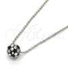 Rhodium Plated Pendant Necklace, Ball Design, Black Enamel Finish, Rhodium Finish, 04.313.0004.18 (01 MM Thickness, 18 Inches Length)