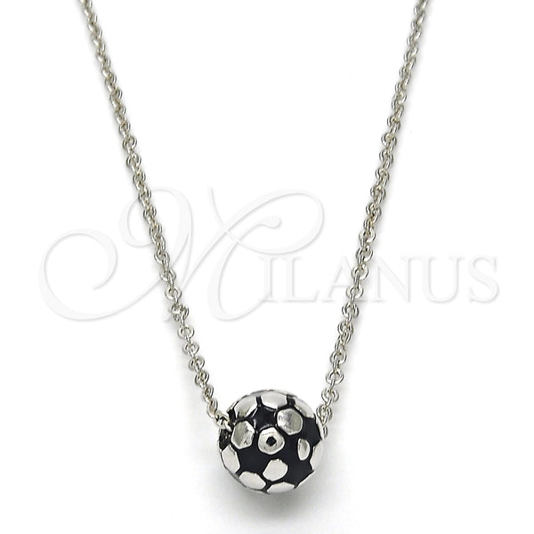 White Gold Filled Necklace — Pendant Necklace Ball Design Black Enamel 04. 01 — main product view — SKU 118216 | Oro Laminado Blanco collar — Pendant Necklace Ball diseño negro Enamel 04. 01 — SKU 118216