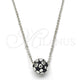 White Gold Filled Pendant Necklace, Ball Design, Black Enamel Finish, Rhodium Finish, 04.313.0004.18 (01 MM Thickness, 18 Inches Length)