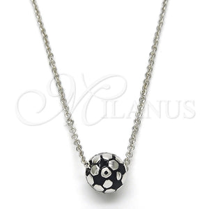 White Gold Filled Necklace — Pendant Necklace Ball Design Black Enamel 04. 01 — main product view — SKU 118216 | Oro Laminado Blanco collar — Pendant Necklace Ball diseño negro Enamel 04. 01 — SKU 118216