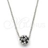 Rhodium Plated Pendant Necklace, Ball Design, Black Enamel Finish, Rhodium Finish, 04.313.0004.18 (01 MM Thickness, 18 Inches Length)