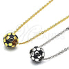 Rhodium Plated Pendant Necklace, Ball Design, Black Enamel Finish, Rhodium Finish, 04.313.0004.18 (01 MM Thickness, 18 Inches Length)