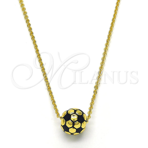 Gold Filled Necklace — Pendant Necklace Ball Design Black Enamel 04. 01 — main product view — SKU 118217 | Oro Laminado collar — Pendant Necklace Ball diseño negro Enamel 04. 01 — SKU 118217
