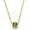 Oro Laminado Pendant Necklace, Gold Filled Style Ball Design, Black Enamel Finish, Golden Finish, 04.313.0004.1.18 (01 MM Thickness, 18 Inches Length)