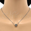 Rhodium Plated Pendant Necklace, Ball Design, Black Enamel Finish, Rhodium Finish, 04.313.0005.18 (01 MM Thickness, 18 Inches Length)