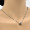 Rhodium Gold Filled Pendant Necklace, Ball Design, Black Enamel Finish, Rhodium Finish, 04.313.0005.18 (01 MM Thickness, 18 Inches Length)