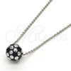 Rhodium Gold Filled Pendant Necklace, Ball Design, Black Enamel Finish, Rhodium Finish, 04.313.0005.18 (01 MM Thickness, 18 Inches Length)